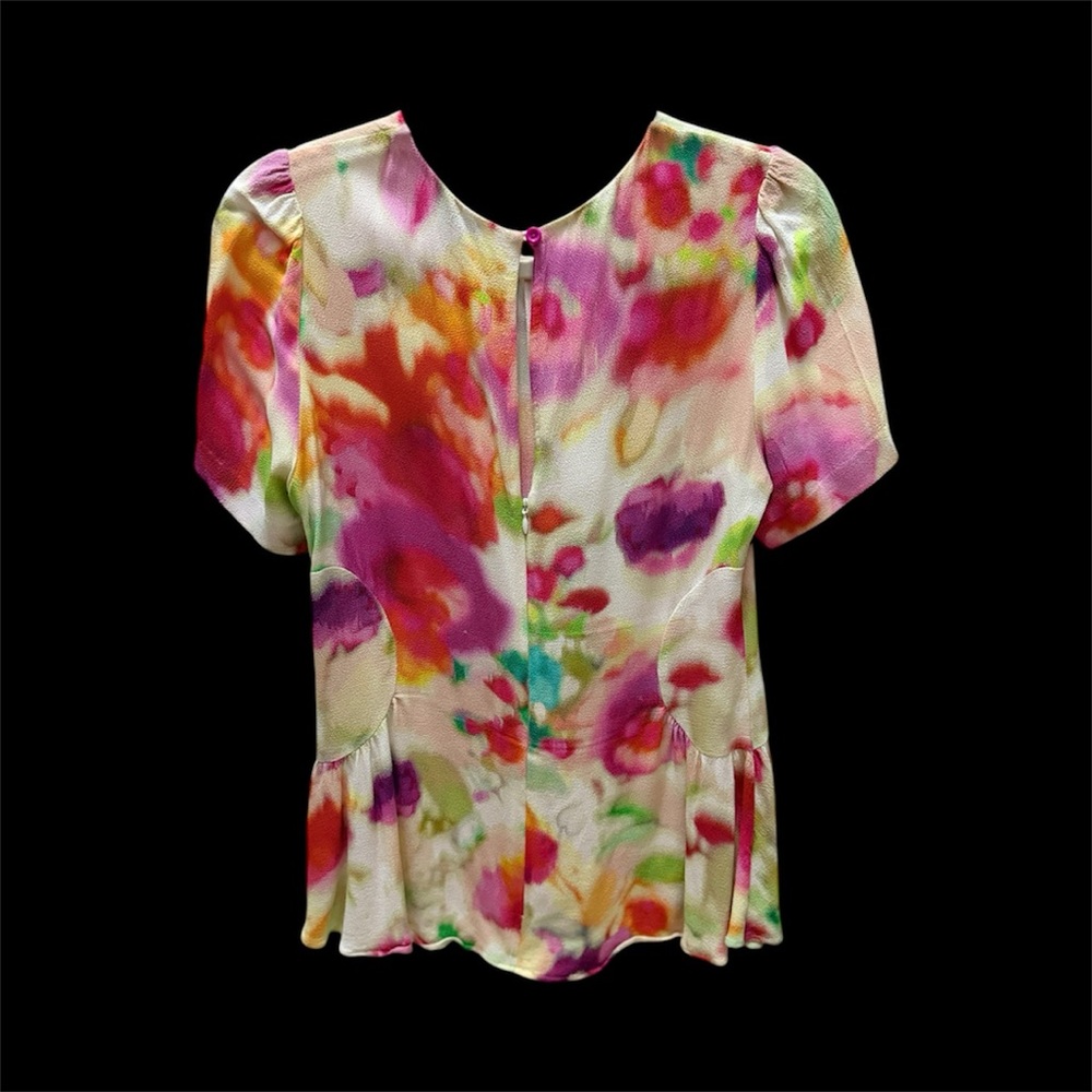 Kate Spade Vibrant Floral Blouse - Pink, Red, Green - Picture 3 of 4